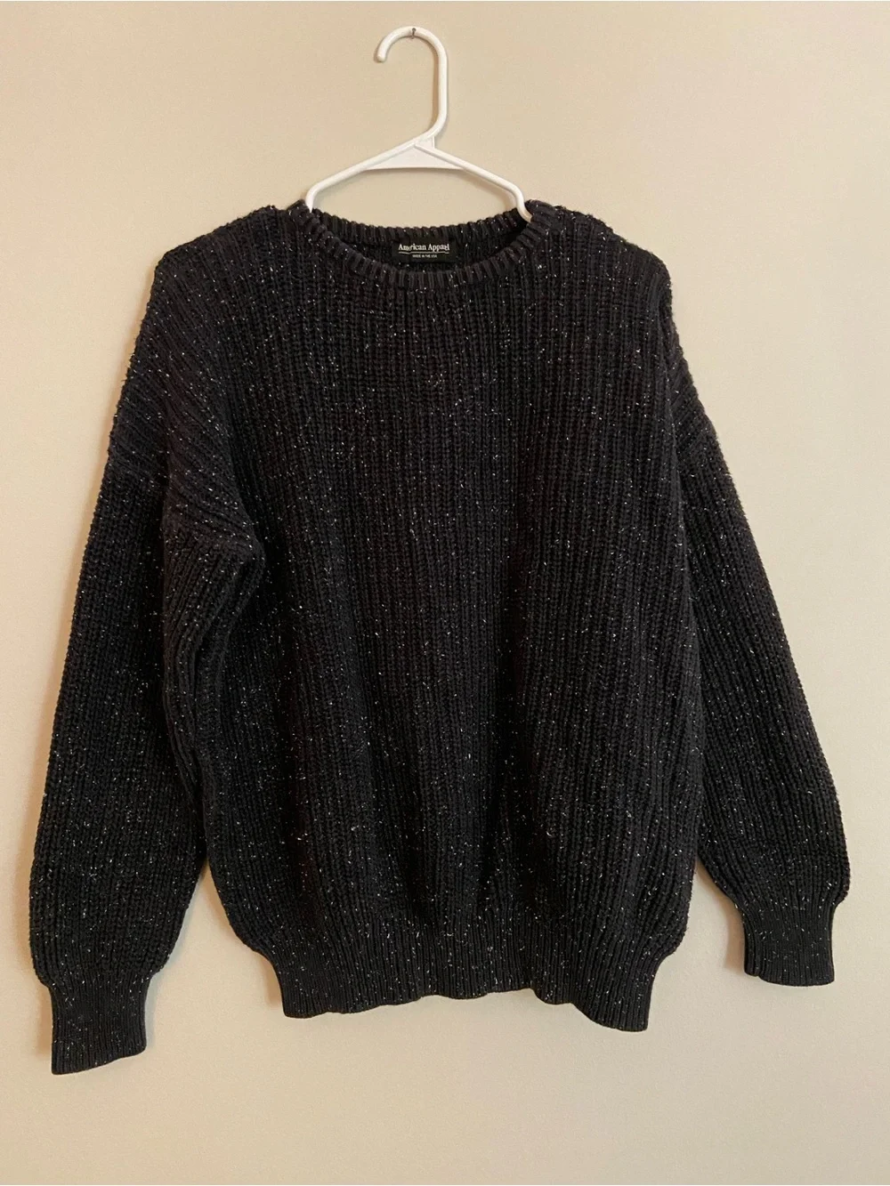 Oversized Black Speckled Crewneck Sweater - Picture 1 of 7